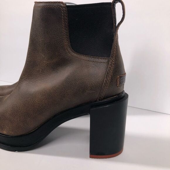 Sorel Womens Blake Chelsea Brown Leather Ankle Booties Size 7 Block Heel Boots - Picture 2 of 12